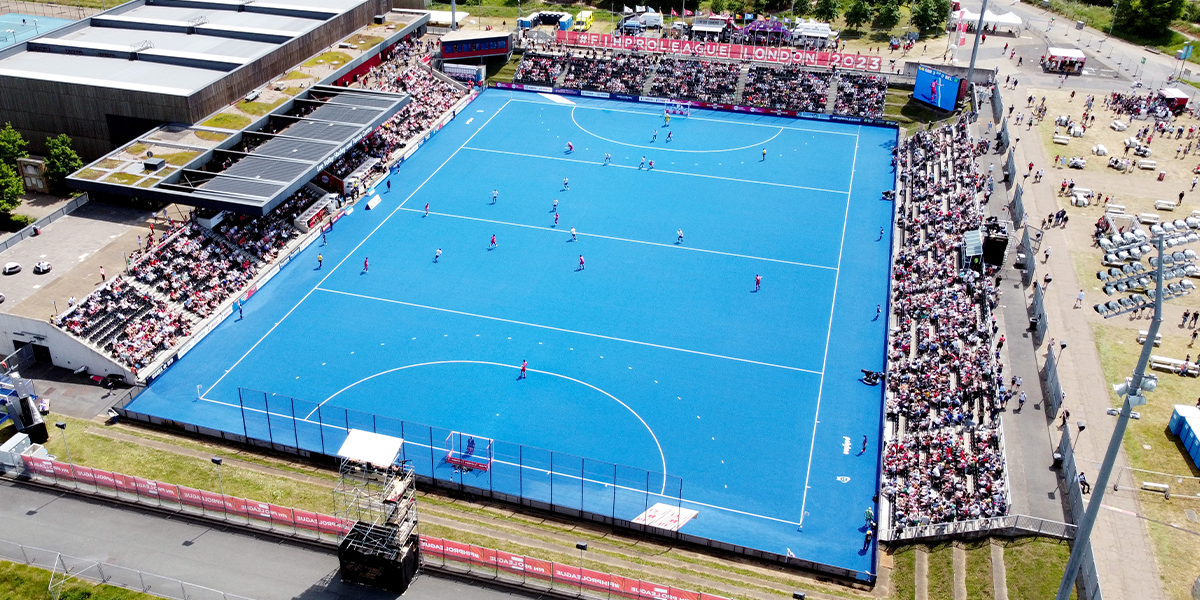 Drone shot of Lee Valley Hockey and Tennis Centre